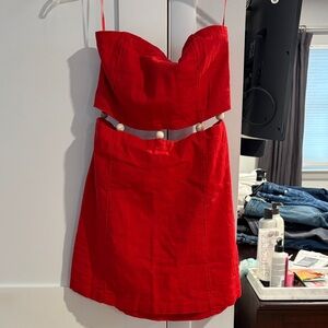 Abercrombie & Fitch Vibrant Red Strapless Dress